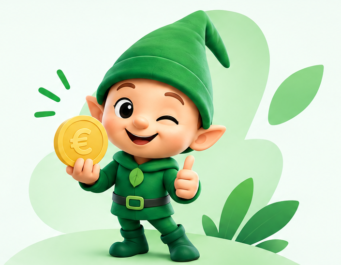 Mascotte Tariffino con moneta Euro